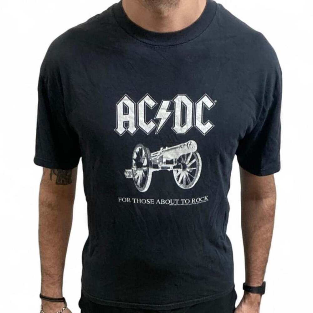 Vintage Y2K AC/DC For Those About To Rock Band T-Shirt Black Men's L